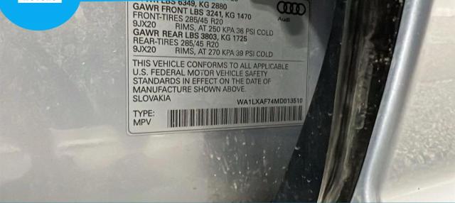 WA1LXAF74MD013510 - 2021 AUDI Q7 PREMIUM PLUS Արծաթագույն լուսանկար 10