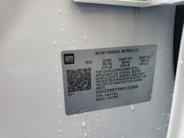 1G1ZD5STXNF172369 - 2022 CHEVROLET MALIBU LT თეთრი ფოტო 12