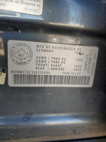 WVWML73C39E535590 - 2009 VOLKSWAGEN CC SPORT GRAY photo 13