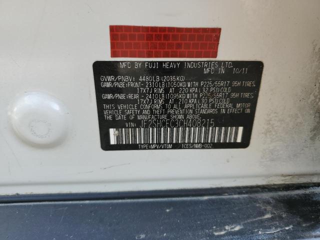 JF2SHCEC3CH408215 - 2012 SUBARU FORESTER LIMITED WHITE photo 13