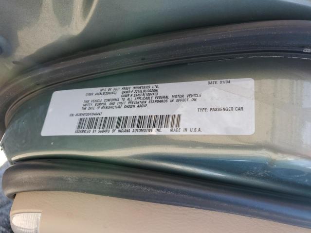 4S3BH675347640447 - 2004 SUBARU LEGACY OUTBACK AWP 绿色 照片 14