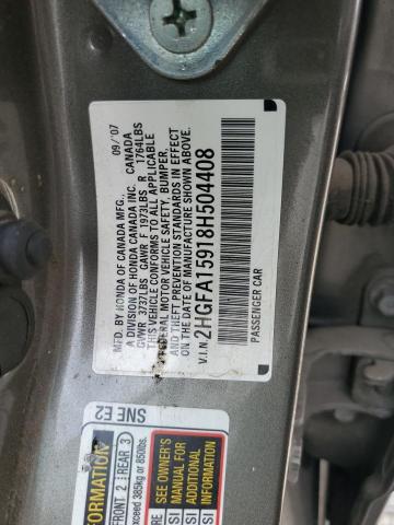 2HGFA15918H504408 - 2008 HONDA CIVIC EXL GRAY photo 12