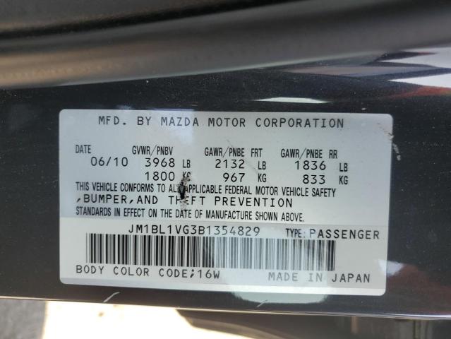 JM1BL1VG3B1354829 - 2011 MAZDA 3 I შავი ფოტო 12