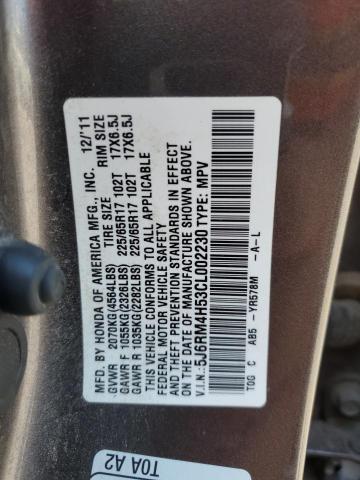 5J6RM4H53CL002230 - 2012 HONDA CR-V EX TAN photo 14