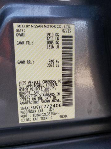 1N4AL3AP7FC272406 - 2015 NISSAN ALTIMA 2.5 GRAY photo 12