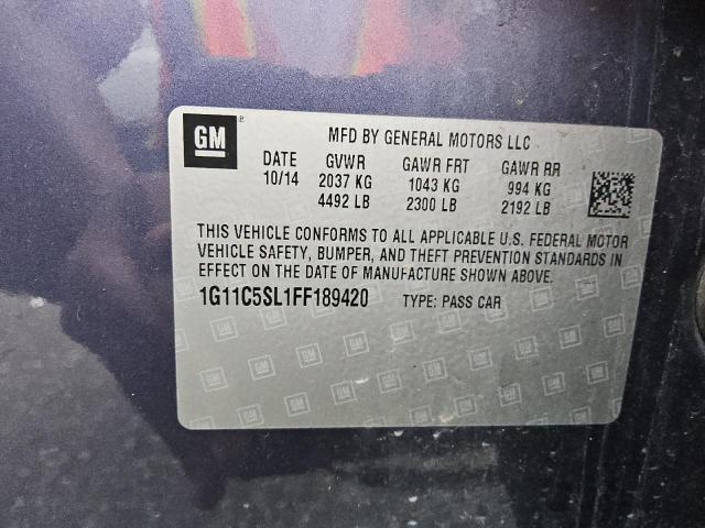 1G11C5SL1FF189420 - 2015 CHEVROLET MALIBU 1LT BLUE photo 12