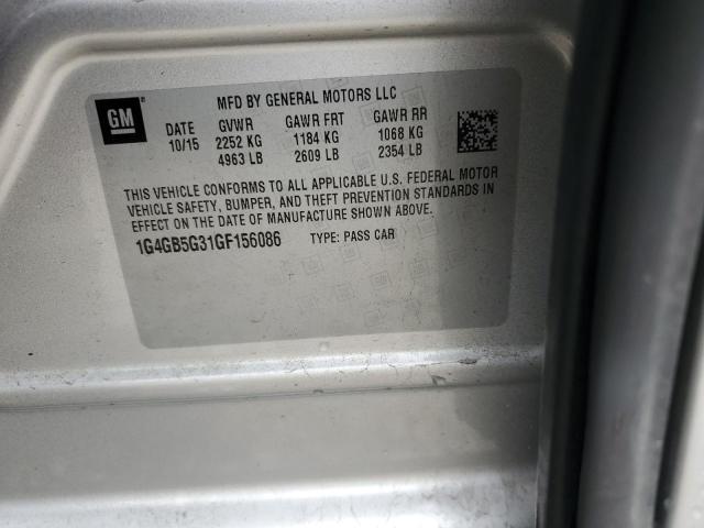 1G4GB5G31GF156086 - 2016 BUICK LACROSSE SILVER photo 13