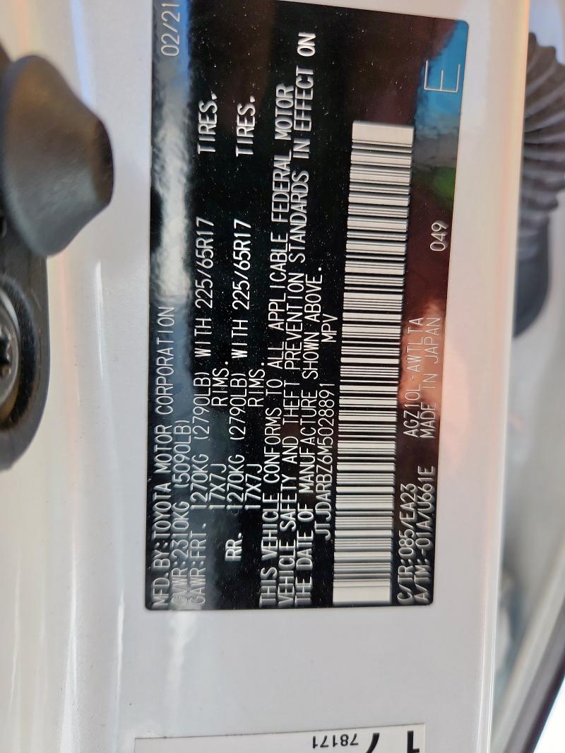 JTJDARBZ6M5028891 - 2021 LEXUS NX 300 BASE WHITE photo 12