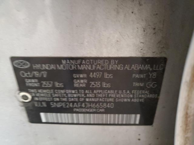 5NPE24AF4JH665840 - 2018 HYUNDAI SONATA SE ვერცხლისფერი ფოტო 12