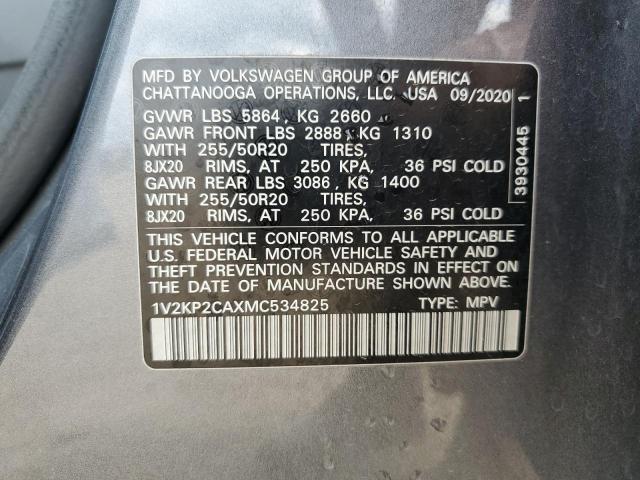 1V2KP2CAXMC534825 - 2021 VOLKSWAGEN ATLAS SE GRAY photo 13