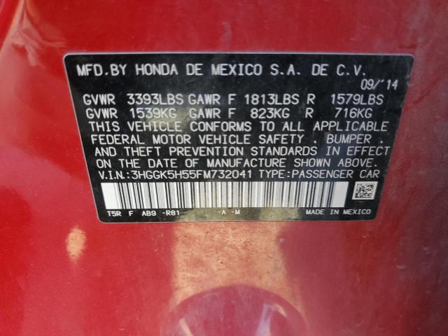 3HGGK5H55FM732041 - 2015 HONDA FIT LX RED photo 12