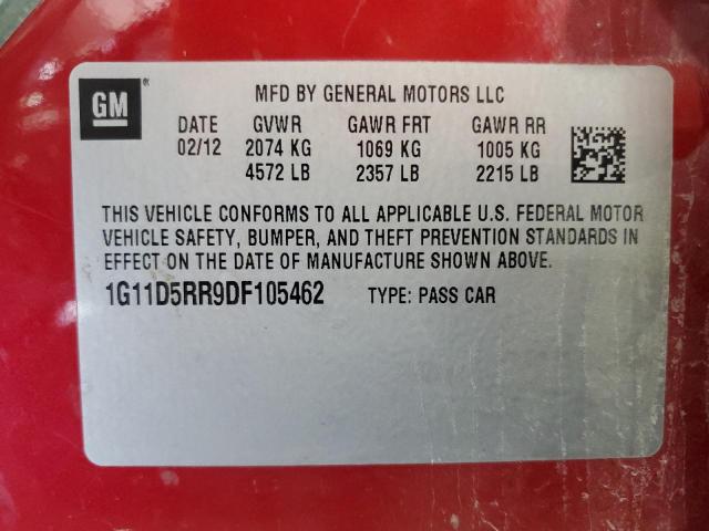 1G11D5RR9DF105462 - 2013 CHEVROLET MALIBU 1LT RED photo 13