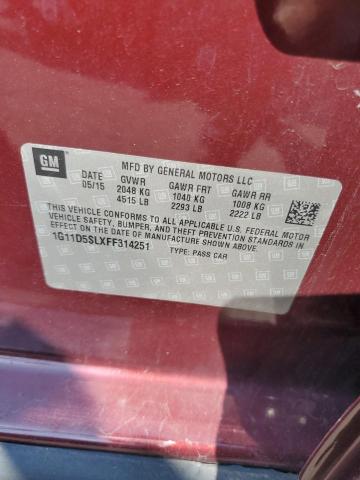 1G11D5SLXFF314251 - 2015 CHEVROLET MALIBU 2LT 红色 照片 12