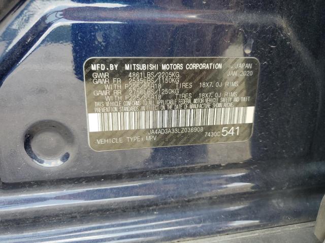 JA4AD3A33LZ036908 - 2020 MITSUBISHI OUTLANDER SE BLUE photo 13