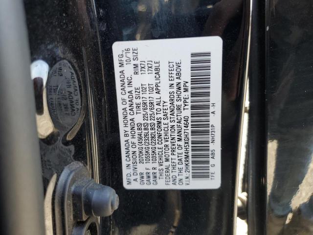 2HKRM4H5XGH714640 - 2016 HONDA CR-V EX BLACK photo 13