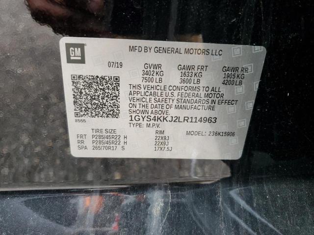 1GYS4KKJ2LR114963 - 2020 CADILLAC ESCALADE ESV PLATINUM შავი ფოტო 12