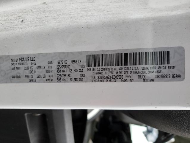 3C6TRVAG3HE509585 - 2017 RAM PROMASTER 1500 STANDARD WHITE photo 13