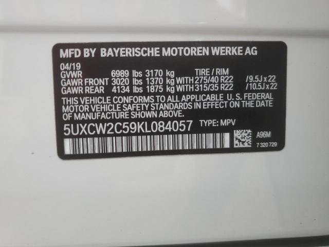 5UXCW2C59KL084057 - 2019 BMW X7 XDRIVE40I WHITE photo 13