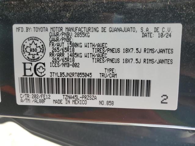 3TYLB5JN2RT055045 - 2024 TOYOTA TACOMA DOUBLE CAB BLACK photo 12