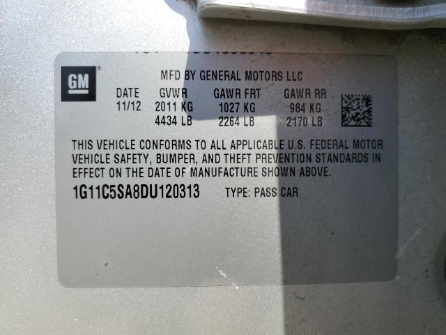 1G11C5SA8DU120313 - 2013 CHEVROLET MALIBU 1LT 银色 照片 12