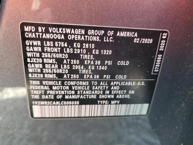 1V2WR2CA9LC505035 - 2020 VOLKSWAGEN ATLAS SE Gri fotoğraf 13