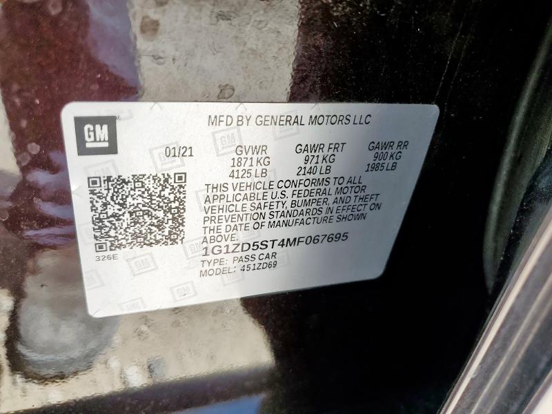 1G1ZD5ST4MF067695 - 2021 CHEVROLET MALIBU LT MAROON photo 13