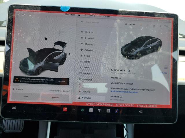 5YJ3E1EA2KF410891 - 2019 TESLA MODEL 3 GRAY photo 9