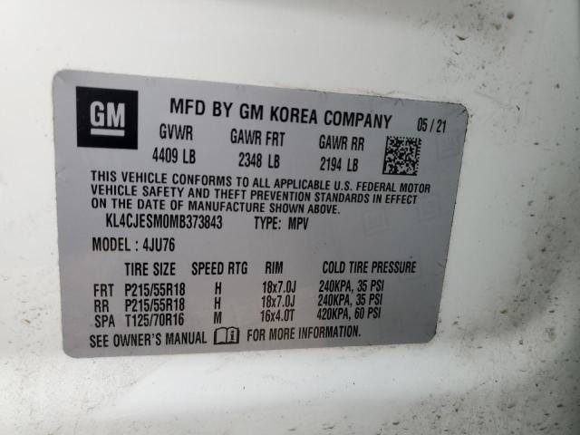 KL4CJESM0MB373843 - 2021 BUICK ENCORE PREFERRED თეთრი ფოტო 13