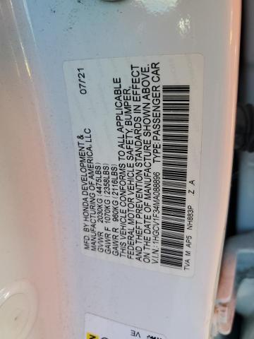 1HGCV1F34MA088896 - 2021 HONDA ACCORD SPORT WHITE photo 12