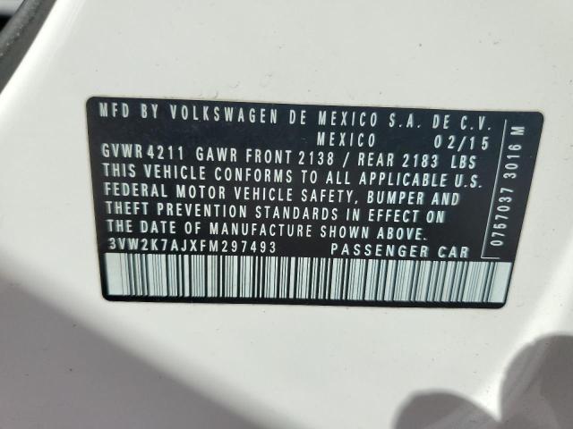 3VW2K7AJXFM297493 - 2015 VOLKSWAGEN JETTA BASE Սպիտակ լուսանկար 12