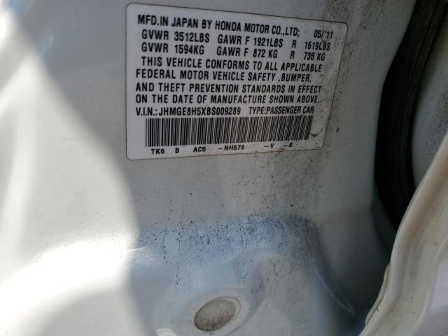 JHMGE8H5XBS009289 - 2011 HONDA FIT SPORT WHITE photo 14