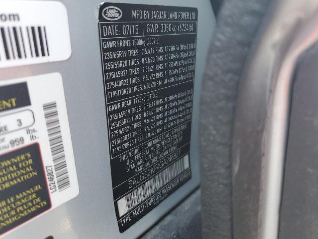 SALGS2KF4GA246827 - 2016 LAND ROVER RANGE ROVE HSE SILVER photo 13