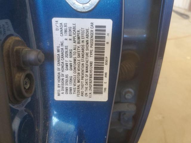 2HGFB2F8XEH512480 - 2014 HONDA CIVIC EX BLUE photo 13