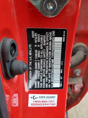 SHHFK7H41LU221468 - 2020 HONDA CIVIC SPORT 红色 照片 12