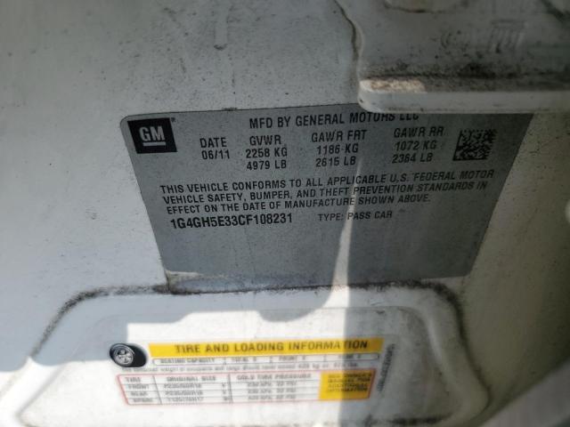 1G4GH5E33CF108231 - 2012 BUICK LACROSSE PREMIUM Biały zdjęcie 12