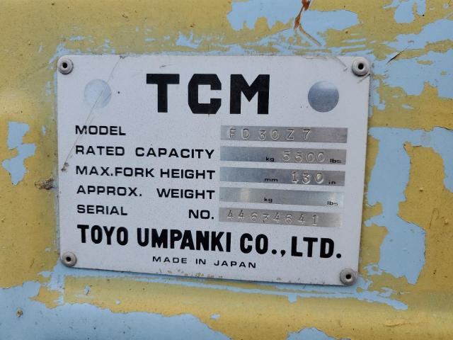 44634641 - 1997 TCM FORKLIFT YELLOW photo 10