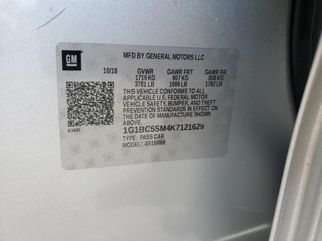 1G1BC5SM4K7121629 - 2019 CHEVROLET CRUZE LS 银色 照片 12