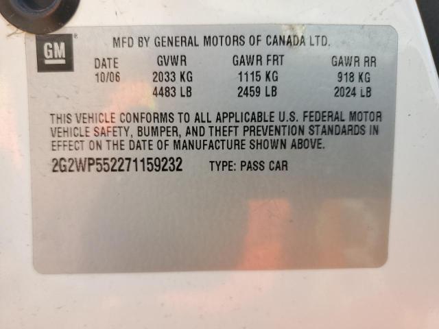 2G2WP552271159232 - 2007 PONTIAC GRAND PRIX 白色 照片 12