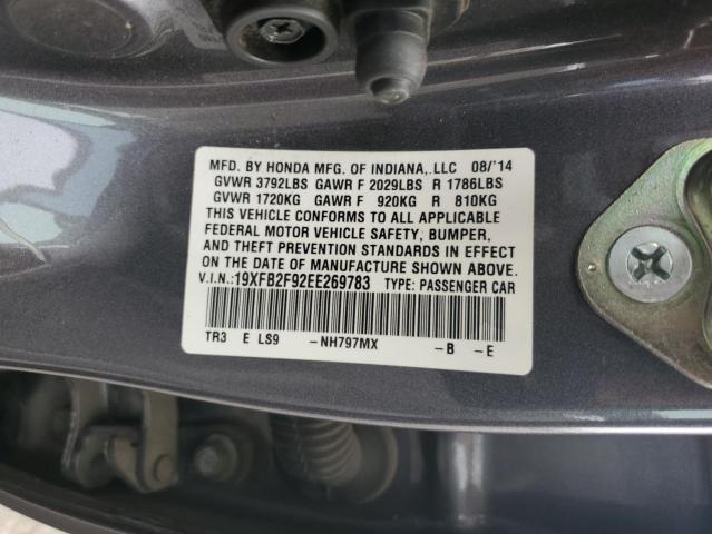 19XFB2F92EE269783 - 2014 HONDA CIVIC EXL GRAY photo 12