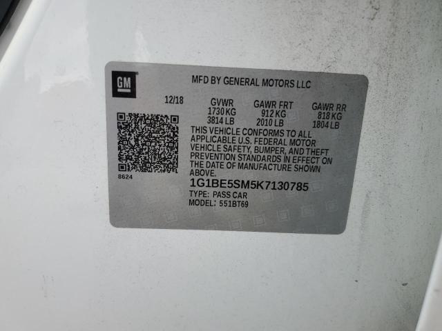 1G1BE5SM5K7130785 - 2019 CHEVROLET CRUZE LT 白色 照片 12