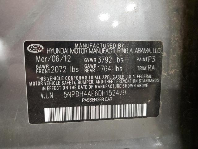 5NPDH4AE6DH152479 - 2013 HYUNDAI ELANTRA GLS GRAY photo 12