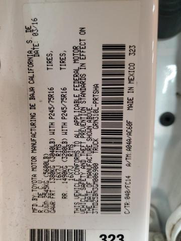 3TMDZ5BN3GM006900 - 2016 TOYOTA TACOMA DOUBLE CAB WHITE photo 12