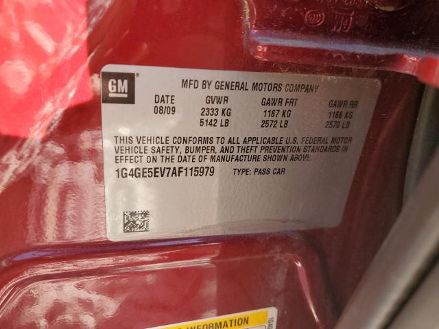 1G4GE5EV7AF115979 - 2010 BUICK LACROSSE CXS 勃艮第红 照片 13