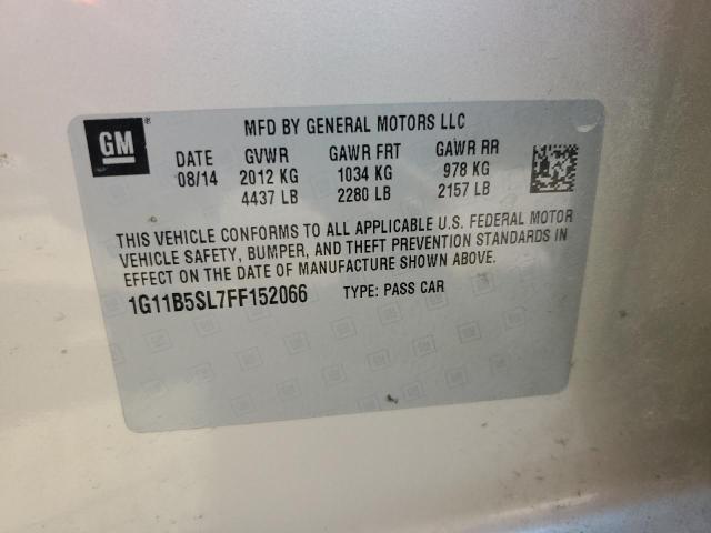 1G11B5SL7FF152066 - 2015 CHEVROLET MALIBU LS ყვითელი ფოტო 12