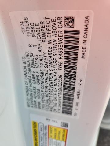 2HGFE4F8XSH322239 - 2025 HONDA CIVIC SPORT WHITE photo 13
