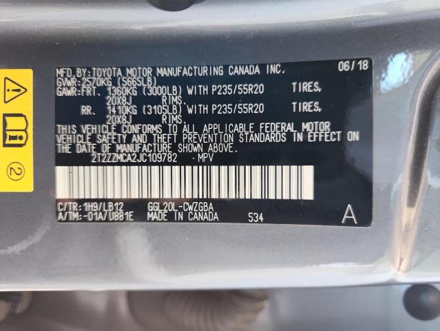 2T2ZZMCA2JC109782 - 2018 LEXUS RX 350 BASE 灰色 照片 14