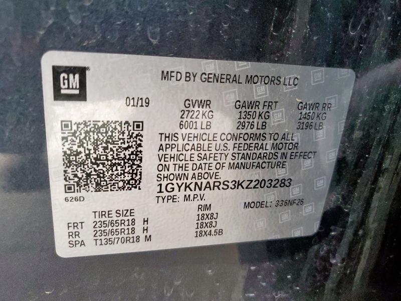 1GYKNARS3KZ203283 - 2019 CADILLAC XT5 灰色 照片 14