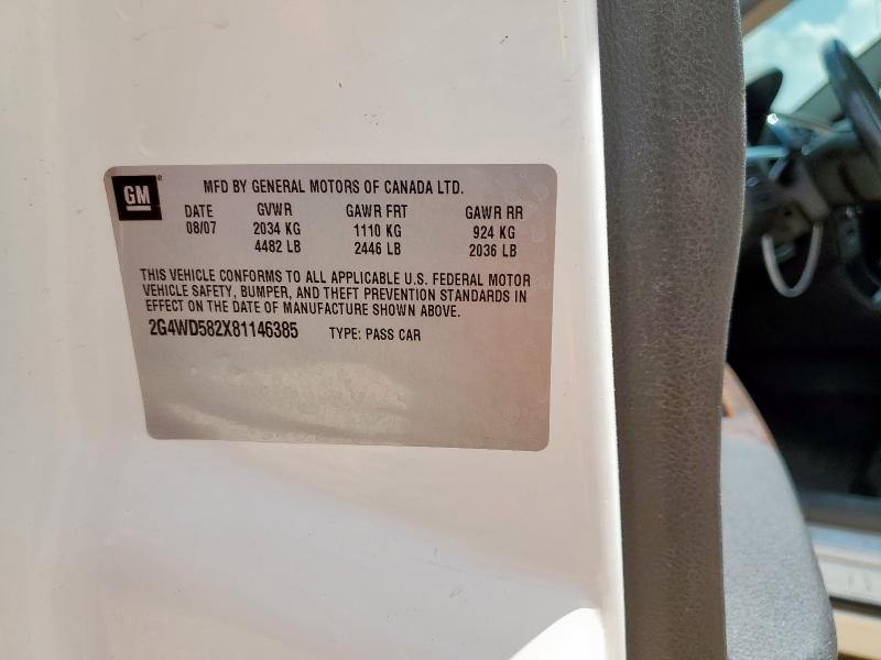 2G4WD582X81146385 - 2008 BUICK LACROSSE CXL თეთრი ფოტო 12