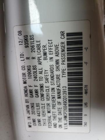 JHMCP26849C013913 - 2009 HONDA ACCORD EXL WHITE photo 12