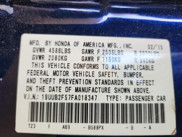 19UUB2F57FA018347 - 2015 ACURA TLX TECH BLUE photo 12